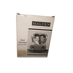 Pewter Just Married Photo Frame Heart Shaped Old Car